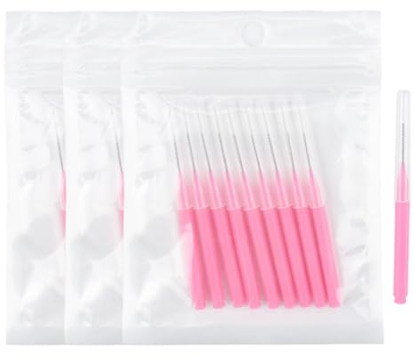 KQOZG 30 Pezzi Spazzola per Ciglia, Separatore, Pettinino, Pennello con Angolo Fisso, Applicatore per Mascara, Scovolino per Extension Ciglia, per Modellare, Piega Ciglia e Sopracciglia (Rosa)