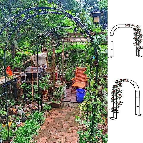 Grande arche de jardin en fer forgé pour roses - 120-350 cm de largeur et 2,2 m de hauteur - Support pour plantes grimpantes - Noir