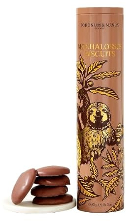 Fortnum and Mason Mochalossus biscuits - thick chocolate biscuits in decorative tin