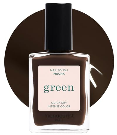 Manucurist Green Nagellack Mocha Dunkelbrauner - Nail Polish | Nagellack Schnelltrocknend - Nägel Selber Machen - Vegan 12-freier - Plant-Based - Made in France