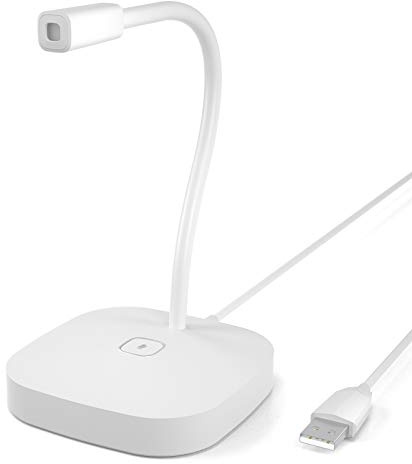 Headerbs 360 ° Microfono Desktop Omnidirezionale, Angolo di Raccolta Regolabile, Microfono di Condensatore USB per Giochi per PC, Streaming e Riunioni di Business (Freddo Bianco)