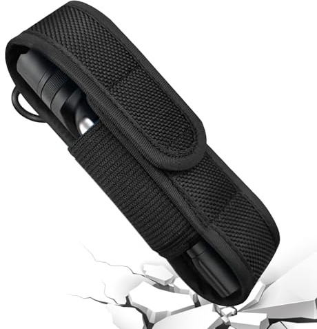 Housse De Lampe De Poche LED – Pochette De Lampe De Poche en Nylon De 15 Cm, Étui De Transport Résistant Chocs, Support Léger, Pratique À Utiliser | Gaine De Protection pour Camping en Plein Air,
