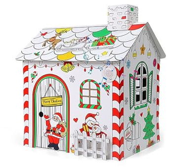 Lebkuchen-Malhaus – Weihnachts-Spielhaus aus Karton für Kinder, DIY Urlaub Handwerk mit DIY-Kartonstücken für Schneemann-Design (ohne Musik)
