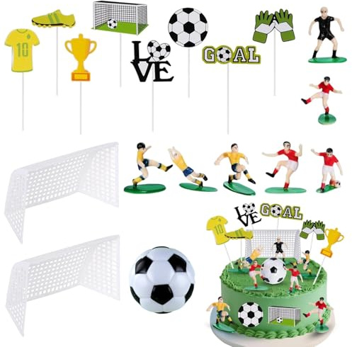 18 Pcs Decoracion Tarta Futbol Muñecos Futbolistas Cumpleaños | Decoracion Topper para Pastel de Fútbol, Adornos de Cupcakes, Figuras Deportivas para Cumpleaños Fiesta