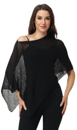 Ladiery Poncho Damen Sommer Strick Poncho für Abendkleider Stola Leicht Elegant Schultertuch Sommerponcho Einheitsgröße für Strand Hochzeit Party