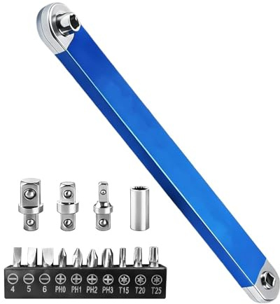 Rallonge De Clé Plate, Rallonge Clé À Cliquet Et Douille, Conception À Double Tête Clés Extension Décalée, Outil D'extension Cliquet De 38 Cm, Idéal Pour Réparation Auto Et Climatisation