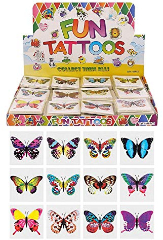 Henbrandt temporäre Tattoo 's – Schmetterling 12 x 4 packs = 48 Mehrfarbig