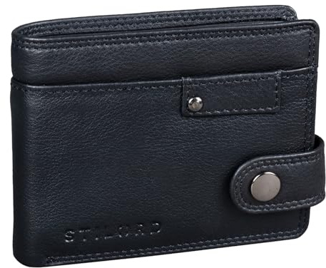 STILORD Finley Leder Geldbörse Herren RFID und NFC Schutz Männer Portemonnaie mit Druckknopf Brieftasche mit Ausleseschutz in Geschenkbox Farbe:mittel - braun