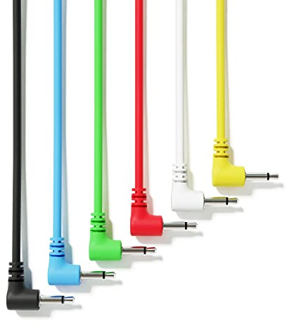 ExcelValley - Rechtwinkliger Mono Modular Patchkabel TS 3,5mm 1/8 Zoll Eurorack Synthesizer [6A-Pack | 30 cm - 11,81]