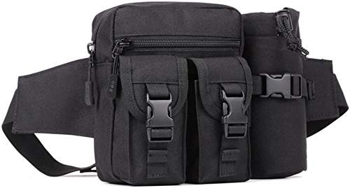 Sport Tent 8 x Taktische Tasche Bauchtasche Hüfttasche mit Flaschenhalter Wasserdicht Gürteltasche Trinkflasche Behälter Molle für Camping Outdoor Wandern Laufen Angeln Radfahren, Schwarz