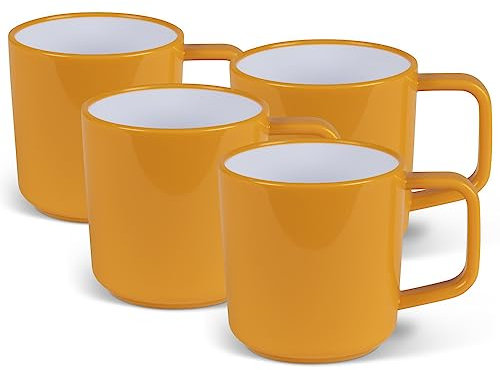 Kampa Juego de 4 tazas de melamina, color amarillo