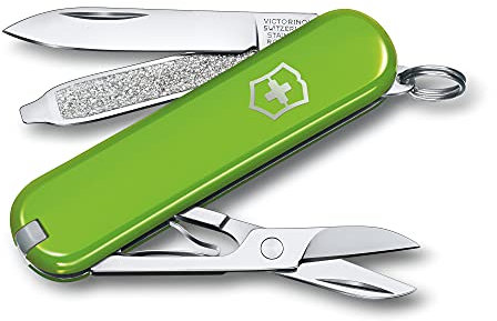 Victorinox, Classic SD, Coltellino Svizzero, Originale, Multiuso, Campeggio, 7 Funzioni, Lama, piccola, Lima per unghie, Verde