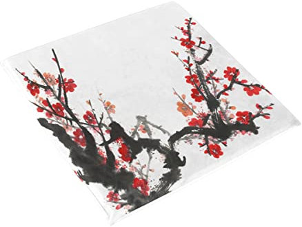 Mnsruu Ölgemälde Kirschbaum Stuhlkissen Memory Foam Pads für Zuhause Küche Esszimmer Büro Stühle Autositze 39,9 x 39,9 x 3 cm