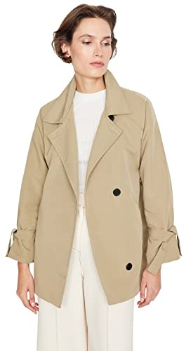 Trendyol Men’s Collar Plain Regular Trench Coat Abrigo, Luz De Color Caqui, 66 para Mujer