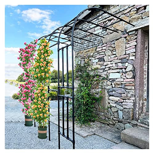 Medio Arco De Metal, Arco De Jardin, Arco De Rosas, Enrejado De Arco, Pérgola De Cenador para Plantas Trepadoras, A Prueba De La Intemperie, Patio Trasero del Jardín del Césped, 2,4 M, Negro (Size :