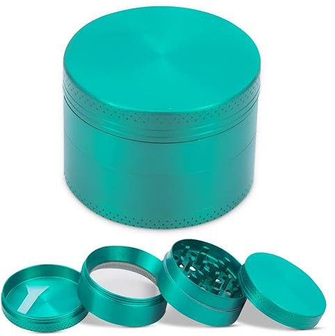 Grinder/Crusher | 4-teiliges Set aus Aluminium | 50mm | Gewürze Tabakwaren Spices Kräuter (Grün)