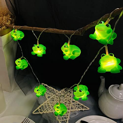 Riaxuebiy 1,65 m 10 LED Kinderzimmer Niedliches Tier Frosch Lichterketten Batteriebetrieben mit Timer für Frosch Party, Kindergeburtstag,Weihnachten (Kleiner Frosch)
