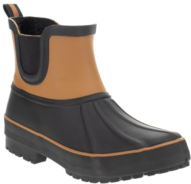 Chooka Ladies Chelsea Duck Rain Boot – Waterproof Rubber Boot, Lined Interior, Elastic Side Gore, Memory Foam Insole, Brown, 6