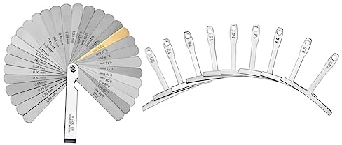 Righello Professionale per Chitarra in Acciaio Inox, Set 1 | Misuratore di Raggio Sottocorda, Indicatore Feeler Argento, Leggero e Portatile per Liuteria