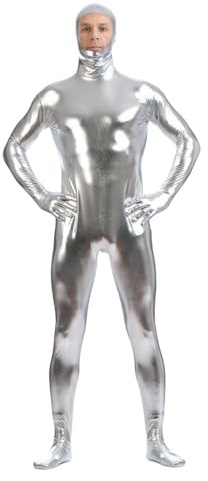 RUMAOZIA Costume intégral pour homme en matière huileuse à manches longues, combinaison étirable uni brillante, legging de style jumpsuit, costume de sport, déguisement, body, combinaison intégrale en