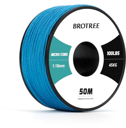 Brotree Micro Cord 1,18 mm 50M Spule Paracord Schnur Polyester Seil | 45kg (100lbs) Bruchlast, Armbänder, Schlüsselanhänger, Hundehalsbänder, Handwerk und DIY