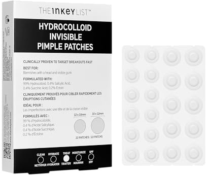 The INKEY list Hydrocolloid Invisible Pimple Patches (Pack of 22), Spot Patches Contains Salicylic Acid, Day/Night Anti Acne Patches, Vegan & Cruelty Free, Suitable For All Skin Types
