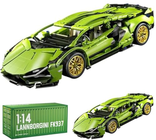 JUCYJULY Technik Sportwagen Bausteine Set, 1280 Klemmbausteine Auto Bausatz Supersportwagen Modellbausatz, MOC Car Rennwagen Modellauto Spielzeug Geschenk Erwachsene Kinder