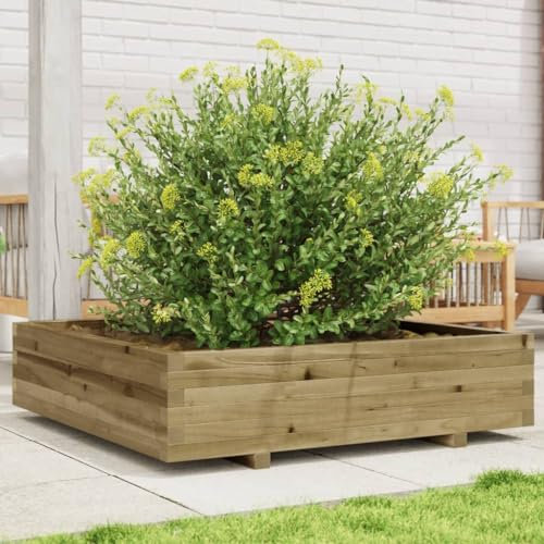 Juroupi Pflanzkübel 100x100x26,5 cm Blumenkasten Balkon Pflanzschalen FüR Draussen Balkon Pflanzkasten Kiefernholz Imprägniert