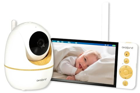 Availand | Sphera LCD 5” - Baby Monitor Video e Audio HD, Sistema di Fissaggio Adattabile, Modalità VOX, Audio Bidirezionale, Copertura 300m, Batteria Durevole, Visione Notturna, (2º Generazione)