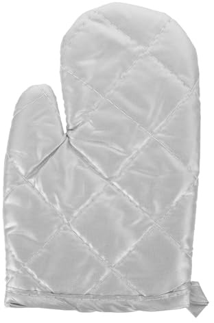 Ciieeo Silver Canvas Heat Resistant Oven Mittens with Hanging Hole Wear Resistance Thickened Grill Mitts Microwave Glove for Household Kitchen and Hotel Use