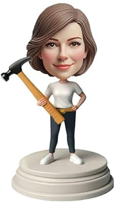 mydedor Individuelle Wackelkopf, personalisierte handgefertigte Tonfigur nach Foto, anpassbare Arbeiterin, lustiges Geschenk für Frauen, personalisierter Topper