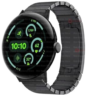 Länkarmband i rostfritt stål passar for Google Pixel Watch 3 45 mm band passform for GOOGLE PIXEL 3 45MM Business Herrremstillbehör(Black black-1)