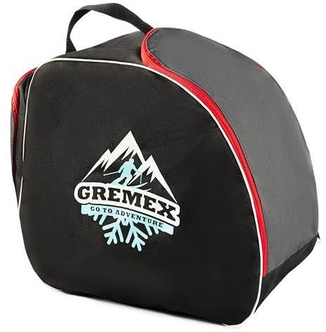 GREMEX Skischuhtasche mit Helm - Wasserfestem Skischuhtasche mit Helmfach - Tasche für Skischuhe und Helm - Titan-Nähte Skischuh Rucksack mit Helmfach - Widerstandsfähig Tasche Skischuhe mit Helm