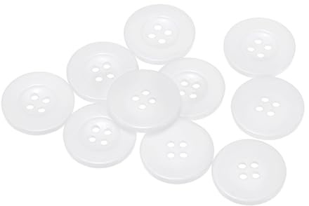 QUARKZMAN 10 Stück Knöpfe 25mm Bastelknöpfe Weiß Nähknöpfe Harz Rund Flach 4-Loch Kunststoffknöpfe für Nähen DIY Handwerk Scrapbooking Dekorieren Kleidung Mänteln Blusen Hemden