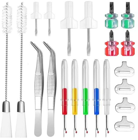 Eladcncmc 21Pcs Repair Machine Sewing Tool Includes Tweezer Double Headed Lint Brush Different Size Screwdrivers And Seam Unpicker