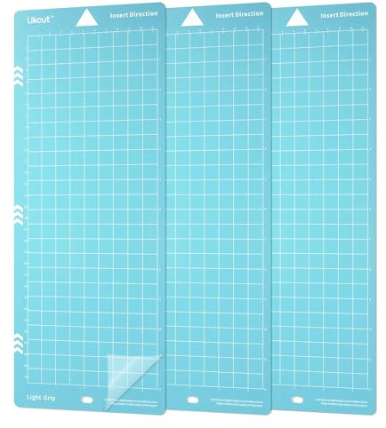 Likcut Tapis de Découpe LightGrip 11,4 cm x 30,5 cm, Lot de 3, Pour Plotter de Découpe Vinyle et Papier, Compatible Plotter de Découpe Glee S501
