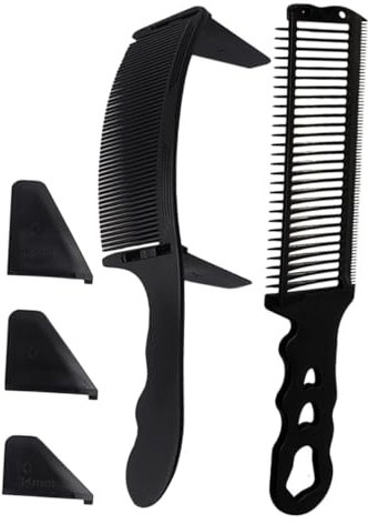 LIFKOME Juego De Peines De Barbero Profesionales De Plástico Con 6 Guías De Posicionamiento Para Corte Preciso Y Peinado Versátil En Peluquería Y Uso Doméstico 8.66X1.81X1.18In