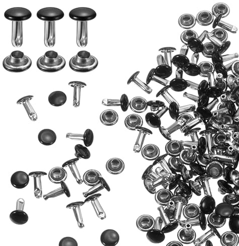 sourcing map 60 juegos de remaches de cuero de doble tapa, 6 x 8 mm, con tapa redonda, de metal, remaches de cuero para manualidades, cinturón de tela, collar de mascotas, reparación y decoración