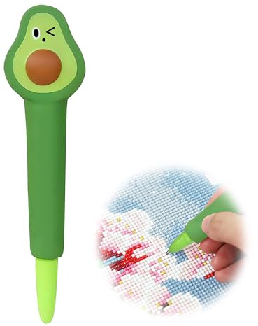 Reofrey Diamond Painting Stift Karikatu Modellieren, Weiches Schaumstoff-Spielzeug Stressabbau Diamond Art Stifte, Ergonomisches Design Diamond Art Zubehör für Diamant DIY Nagelkunst(Avocado)