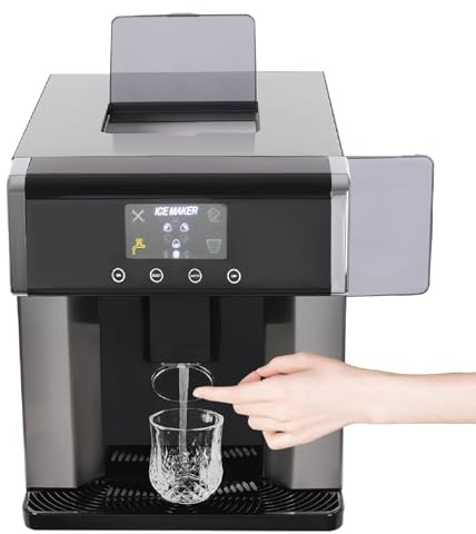 Portable 2-in-1 Ice Maker and Water Dispenser, Quick 6-8 Minute Ice Production with LCD Display, 3 Ice Size Options for Home and Office Use