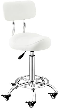 Generisch Sattelstuhl, Ergonomischer Sattelhocker, Rollender Lederhocker Mit Rückenlehne, Höhenverstellbar 50–70 cm, for Das Büro Im Salon, Zuhause, Studio(Color 2)