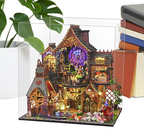 Miniaturhaus, kleines Holzhaus kreatives Modell mit Möbeln, handwerklicher Schreibtisch, Nachttisch, t