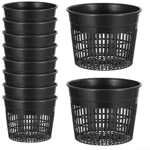 Set di 10 bicchieri in plastica con foro di drenaggio per coltura idroponica, vasi da fiori per piante da utilizzare con design impilabile per una facile conservazione (A)