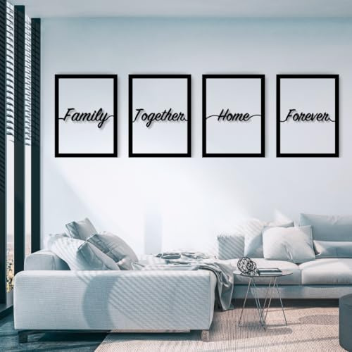 Amaisso Cuadros Decorativos Personalizados con Nombres | 4 Paneles de Madera 40x30 cm | Decoración para Pared de Dormitorio, Salón o Habitación | Regalo de Pareja (Frase Family)