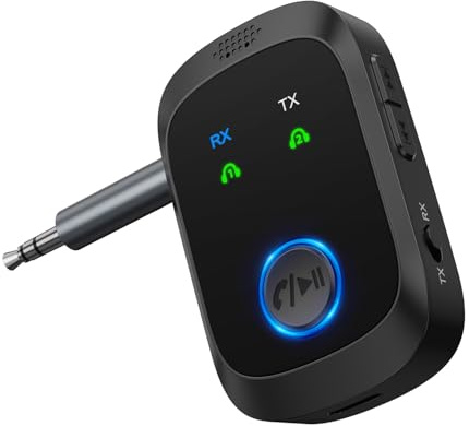 ORIA Emetteur Bluetooth Récepteur 5.4, Adaptateur Bluetooth Auxiliaire Portable avec Double Connexion, Appels Mains Libres, Émetteur Audio sans Fil 3.5 Mm pour Voiture, Télévision, Pc