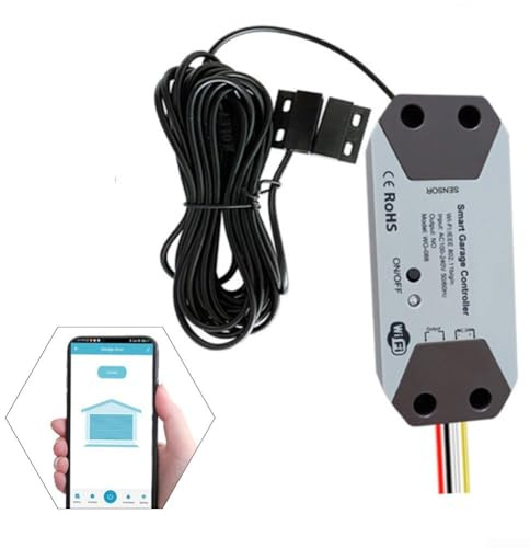 Controlador inteligente de apertura de puerta de garaje TUYA de 12 a 24 V con sensor magnético, acceso remoto inalámbrico, integración de voz, notificaciones de estado de puerta en tiempo real