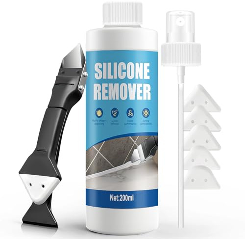 ALLONY Silicone Remover, 200ML Sealant Remover, Silicone Remover Solvent, Dissolves Quickly, Caulk Remover Tool, Silicon Remover for Doors and Windows, Sinks, Bathroom Floors, Baths, Sinks