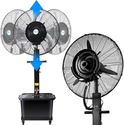 Ventilador industrial de pie con tanque de agua de 11 galones, refrigeración de alta velocidad de 3 velocidades para uso en exteriores y garajes