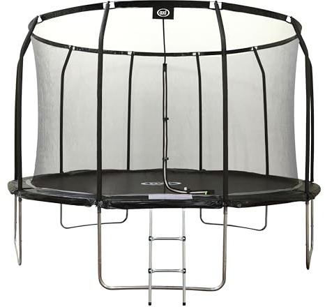Axi Houston Trampoline Rond - Filet Ø 366 Cm en Noir | Trampoline Hors Sol - 12 Ft - pour Enfants - avec Bordure, Echelle Et Filet De Sécurité | pour Le Jardin/L'Extérieur | Surface De Saut : 323 Cm