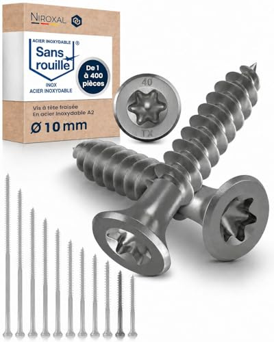 Edelstahl Holzschrauben V2A A2 Senkkopf Torx TX40 – Teilgewinde – 10x80 mm – 25 Stück – Universalschrauben Holz